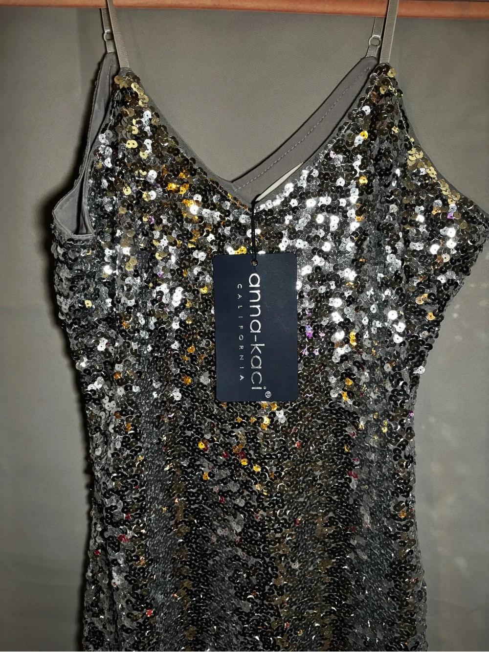 Silver Sequin Strapless Slip Dress